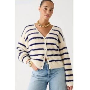J.Crew Sweater Lady Jacket in Striped Brushed Yarn